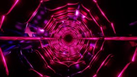 A 3d digital visualization shows an endless, cyberpunk tunnel illuminated by vibrant pink and purple neon light - Powered by Shutterstock - Get 15% off with code: PIKWIZARD15