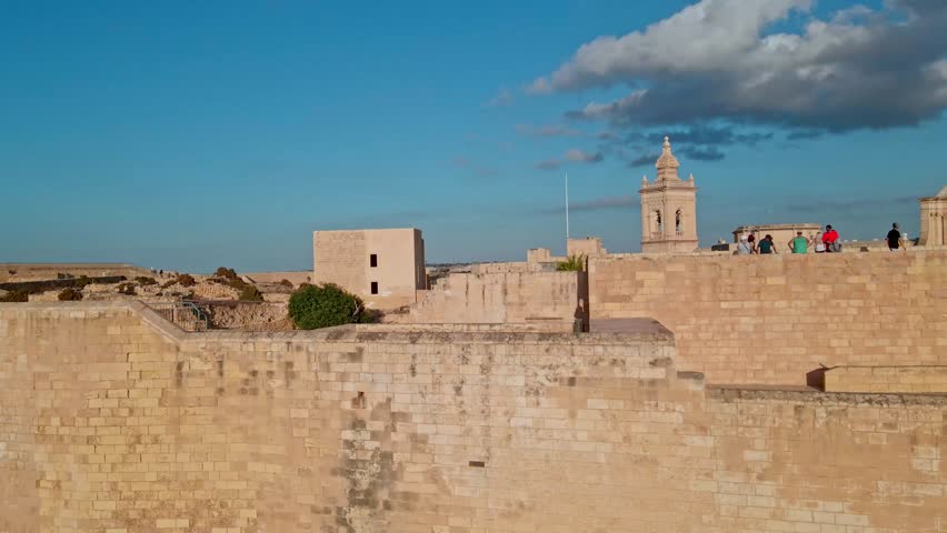 Aerial footage of Gozo citadel on september 2025