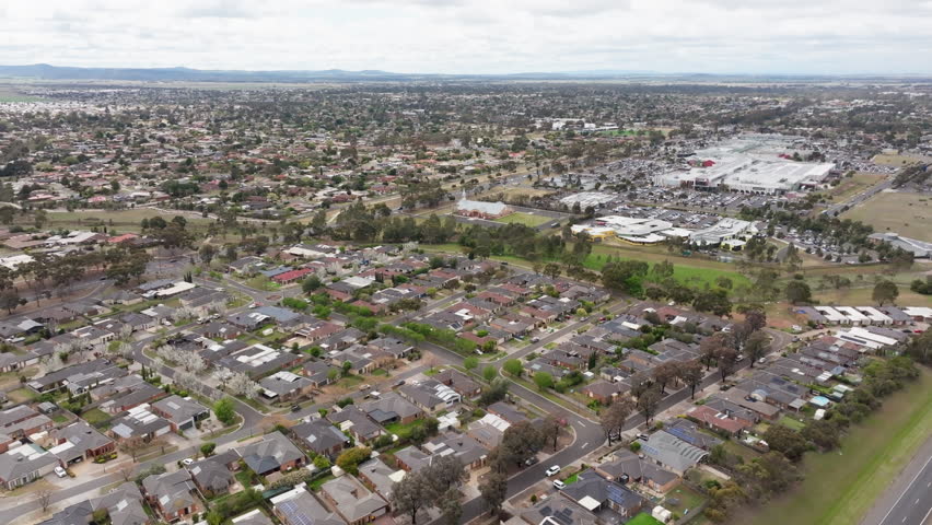 AERIAL Of Melton Suburb West of Melbourne, Australia