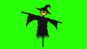 Spooky Scarecrow Silhouette on Green Screen for Halloween - Powered by Shutterstock - Get 15% off with code: PIKWIZARD15