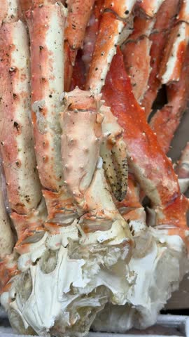 Crab legs as delicious seafood background with textures, ideal for culinary and gourmet designs video