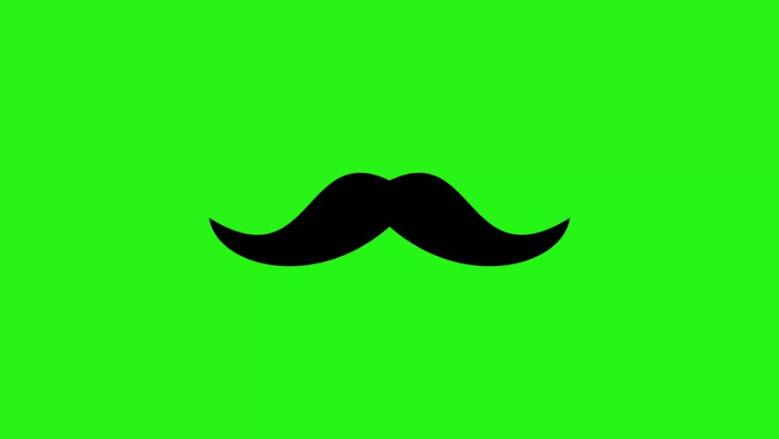 Moustache icon animation loop on green screen background