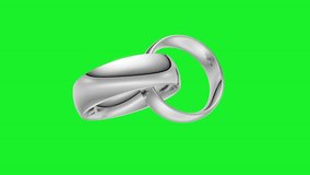 Rotating white gold wedding rings. illustration with green screen. Symbols of love and fidelity. Male and female ring interlocked with each other, loop animation - Powered by Shutterstock - Get 15% off with code: PIKWIZARD15