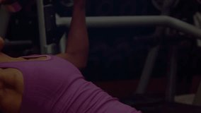 Woman gripping barbell, lowering to chest causing fitness overlay updating codes tracking strength. Cybernetics, sci-fi, innovation, athleticism, strength, futuristic, digital - Powered by Shutterstock - Get 15% off with code: PIKWIZARD15