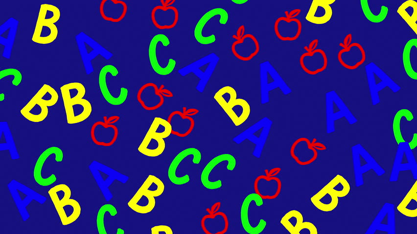 Abc doodle primary color alphabet pattern background 4K video