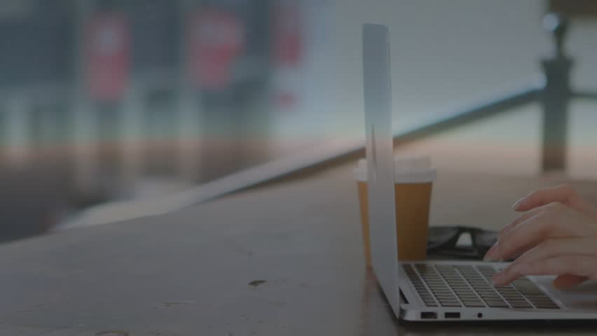 Software developer typing on laptop starting holographic code charts and audio waves to view data. Futuristic, technology, innovation, digital, interface, connectivity, modernism - Powered by Shutterstock - Get 15% off with code: PIKWIZARD15