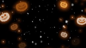 Happy Halloween text with pumpkins and snowfall. Happy Halloween Text Animation in gold color on black background. Happy Halloween Text video. - Powered by Shutterstock - Get 15% off with code: PIKWIZARD15