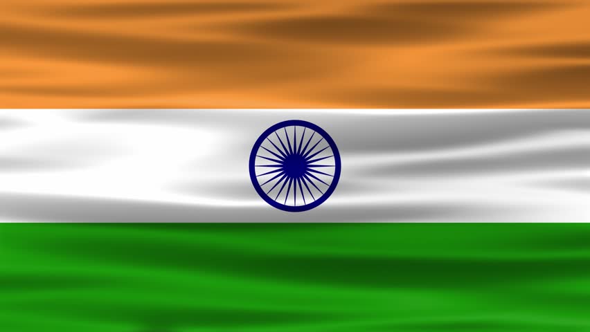 Taj Mahal and other historical monuments animation with waving indian flag background. indian independence day concept.