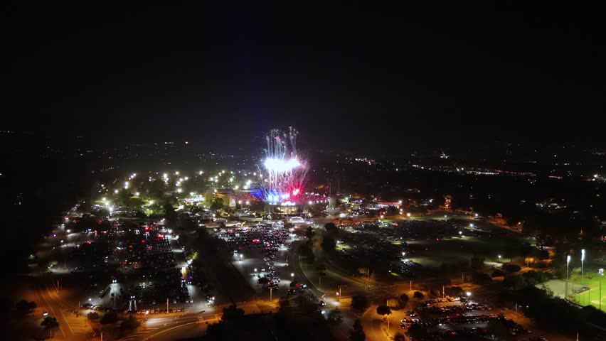 Fireworks over Rose Bowl Stadium in Pasadena, September 6, 2025