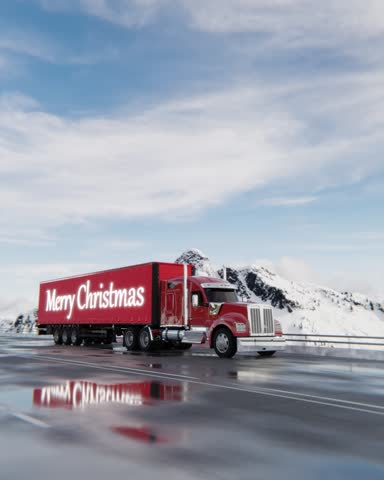 Christmas greeting card with red truck
