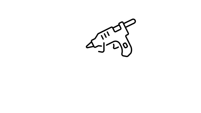 A linear style animated icon representing glue gun