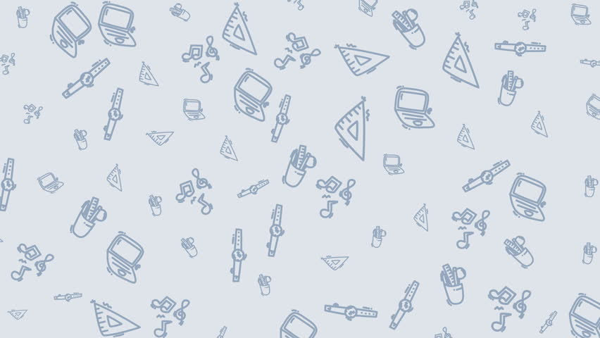 A subtle, light blue vector background featuring a school and daily life doodle pattern