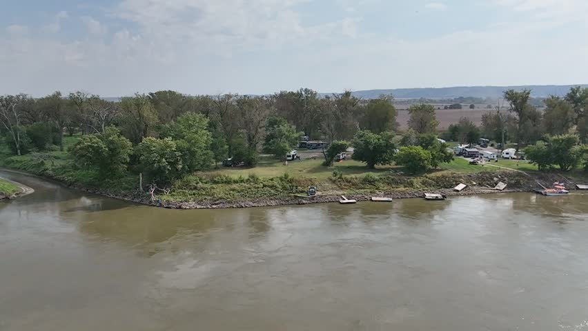Missouri river campground aerial sceene