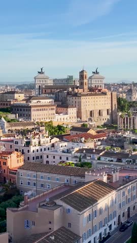 Rome Skyline At Rome In Lazio Italy. Medieval Buildings Above View. Downtown Cityscape. Rome Skyline At Rome In Lazio Italy. Medieval Scenery. Cultural Heritage Landscape. Italy Skyline.