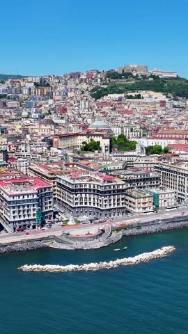 Naples Skyline At Naples In Campania Italy. Downtown Cityscape. Gulf Of Naples Landscape. Naples Skyline In Campania Italy. Beautiful Skyline. Coastline Scenery. Italy Landscape.