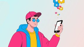 Young Man Using Smartphone with Social Media Icons, Digital Communication and Online Interaction Concept - Powered by Shutterstock - Get 15% off with code: PIKWIZARD15