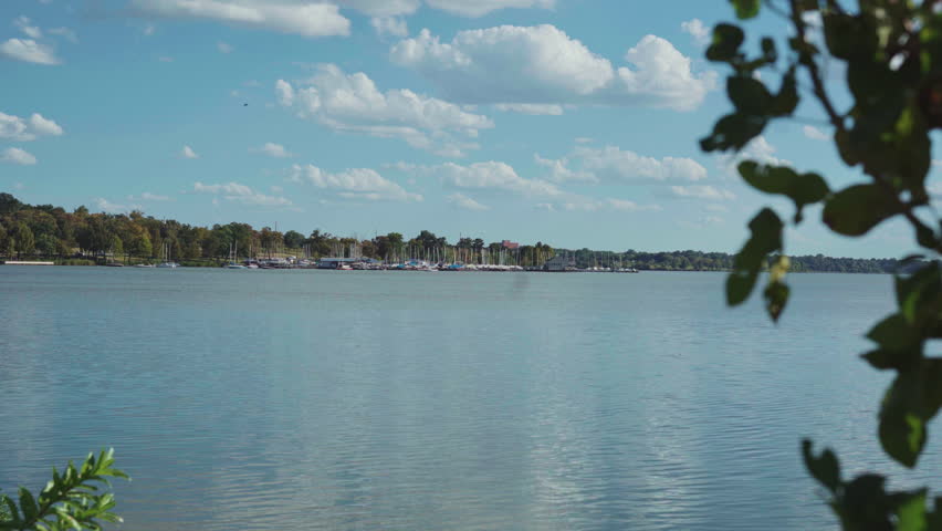 Wide view of White Rock Lake during summer in Dallas