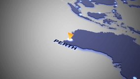 Futuristic world map with glowing connection lines radiating from Perth, Australia, representing global business, logistics, communication, and digital data transfer - Powered by Shutterstock - Get 15% off with code: PIKWIZARD15