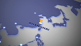 Futuristic world map with glowing connection lines radiating from Shanghai, China, representing global business, logistics, communication, and digital data transfer - Powered by Shutterstock - Get 15% off with code: PIKWIZARD15