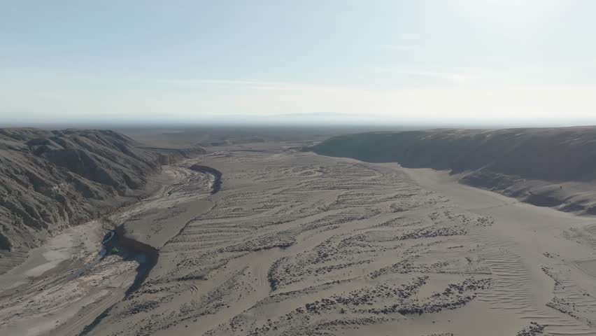 Aerial View of Desert Landscape in Iquique, Northern Chile
