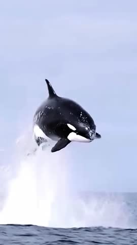 Orca jumping in the sea