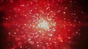 Animation of shining white and red hearts moving over red light cloud on dark background. Romance, love, valentine's day, connection, digital interface and communication, digitally generated video. - Powered by Shutterstock - Get 15% off with code: PIKWIZARD15