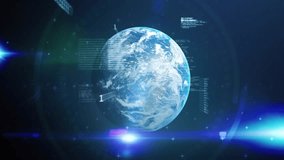Animation of financial data processing over globe on dark background. Global finance, business, connections, computing and data processing concept digitally generated video. - Powered by Shutterstock - Get 15% off with code: PIKWIZARD15