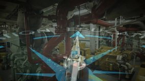 Animation of compass with arrow pointing to education text over industrial machinery. Work, learning, opportunity, goals, direction and communication, digitally generated video. - Powered by Shutterstock - Get 15% off with code: PIKWIZARD15