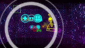 Animation of neon gaming icons over digital rain on black background. Metaverse, pattern and gaming concept digitally generated video. - Powered by Shutterstock - Get 15% off with code: PIKWIZARD15