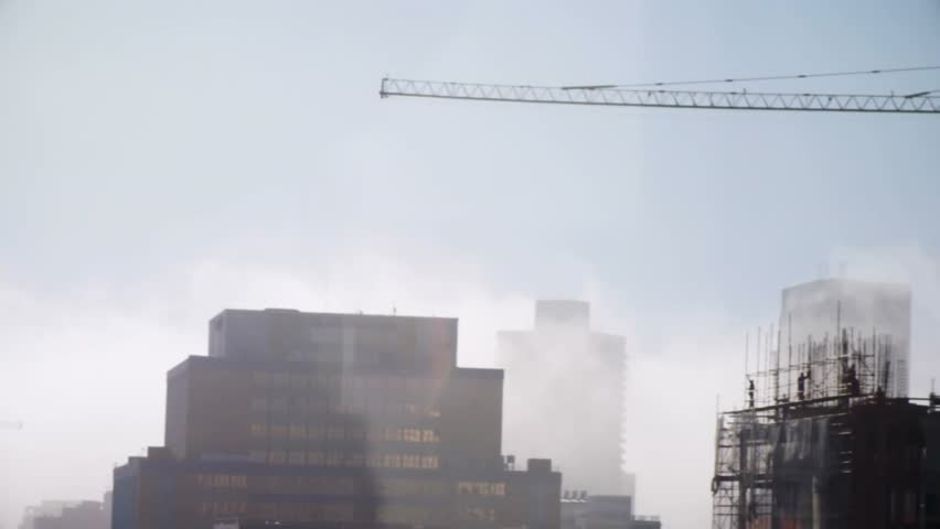 World map and data points animation over construction site with cranes and buildings. global, technology, infrastructure, mapping, development, analysis