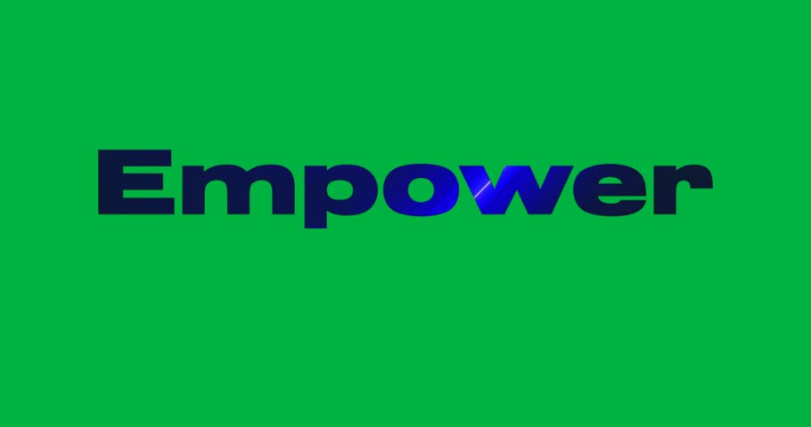 Stylized word Empower glowing on transparent background showcasing sans-serif graphic design theme. Typography, branding, minimalism, digital art, modern design, motivational, text-based