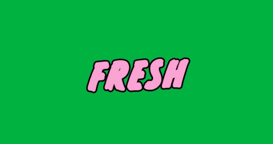 Marketers viewing bubble-letter FRESH on transparent background showing pink fill and dark outline. Typography, design, vibrant, modern, branding, graphic, minimalistic