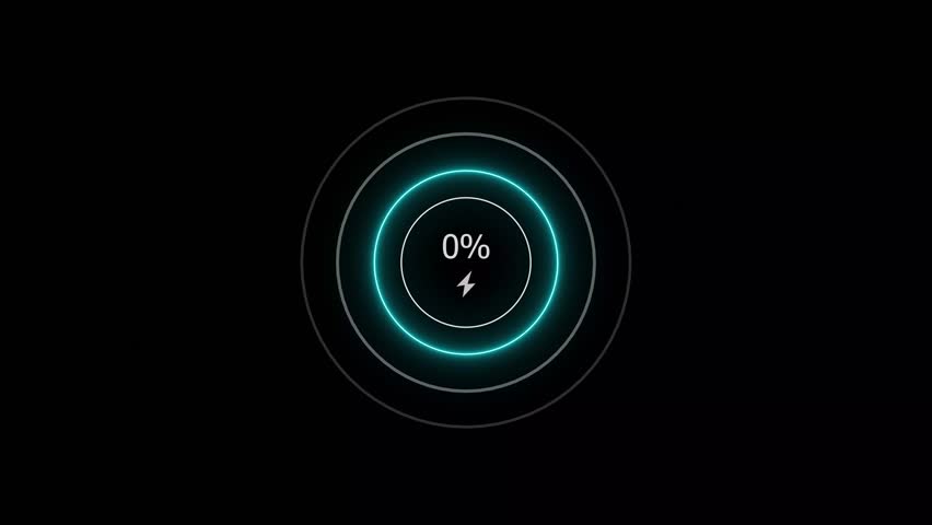 Neon countdown loading icon 0 to 61% battery charging screen animation. 61 percent fast charging icon video. - Powered by Shutterstock - Get 15% off with code: PIKWIZARD15