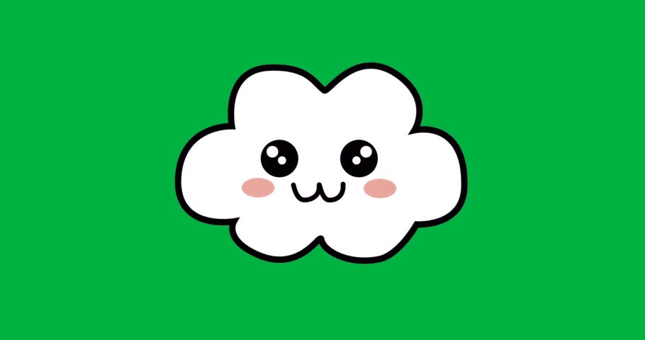 Cloud character floating on transparent background, showing kawaii face for content creation. Cartoon, kawaii, mascot, illustration, minimalistic, playful, character