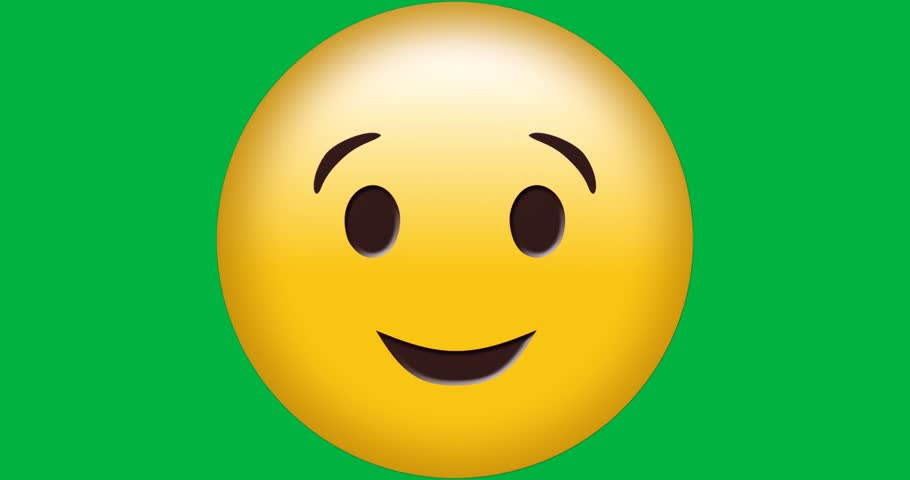 Smiling yellow emoji face floating on transparent background, showcasing tech messaging interface. Emoticon, digital communication, vector illustration, social media, user interface, expressive,