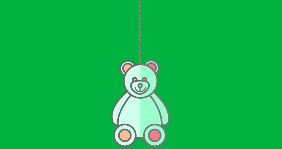 Mint-green teddy bear hanging from vertical zipper in apparel design with transparent background. Whimsical, playful, minimalistic, vector art, cute, modern, fashion