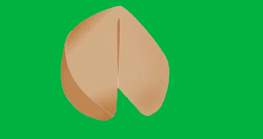 Stylized fortune cookie splitting open, showing texture and folds for business on transparent layer. Abstract design, minimalistic, textured, organic, geometric, modern, innovative