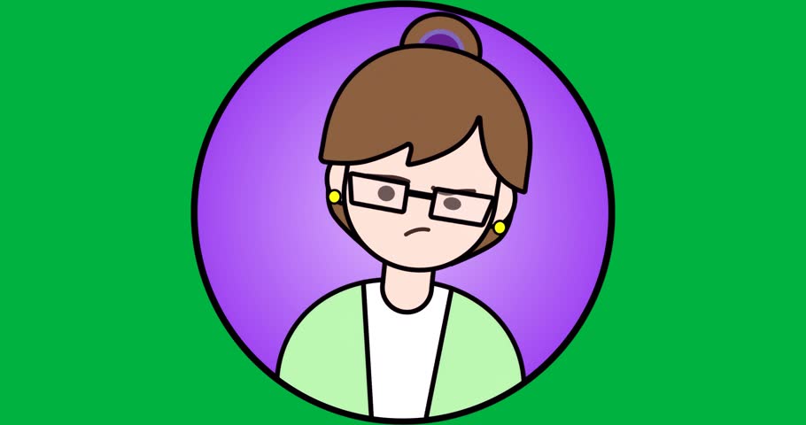 Female avatar appearing on transparent background, displaying business chart floating near glasses. Portrait, avatar, illustration, minimalism, corporate, professional, modern
