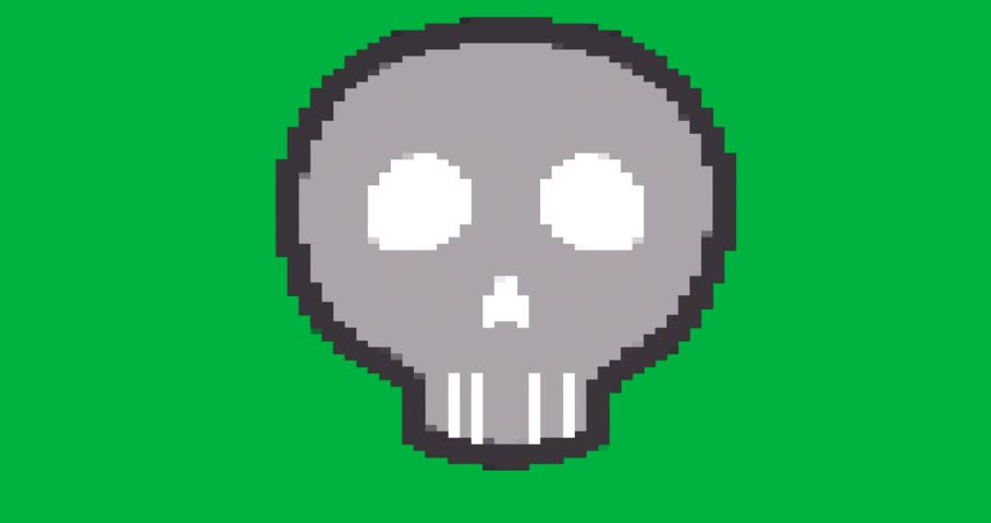 Graphic designer creating pixel skull icon on transparent backdrop for gaming, with glitch overlay. Vector icon, digital art, retro style, minimalist design, game development, pixelation, modern