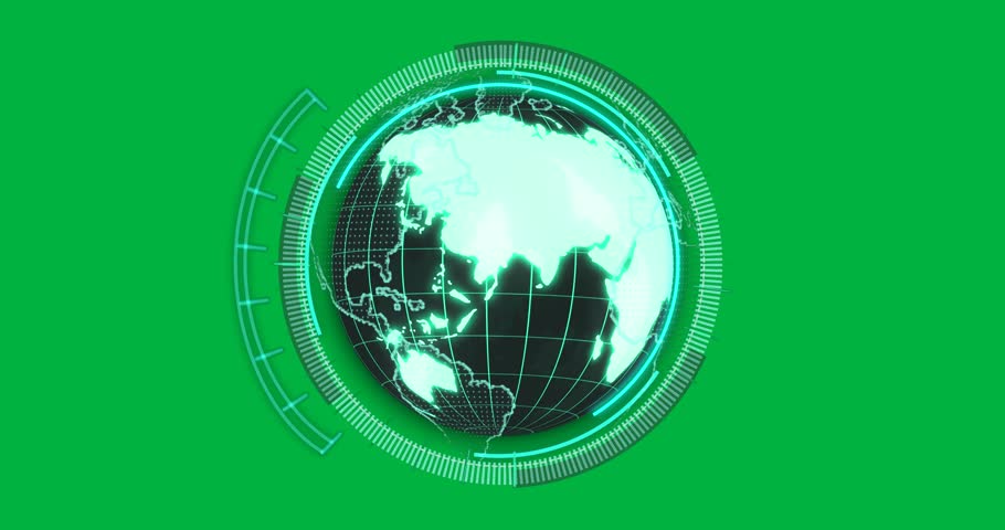 3D render holographic Earth globe rotating on transparent background, showing grid and glowing HUD. Futuristic, technology, innovation, digital, sci-fi, virtual, immersive
