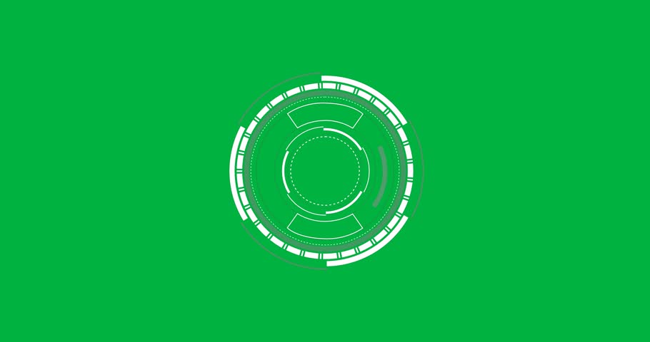 Abstract circular flat design HUD interface rotating over transparent background, featuring rings. Futuristic, geometric, technology, interface, digital, minimalist, sci-fi