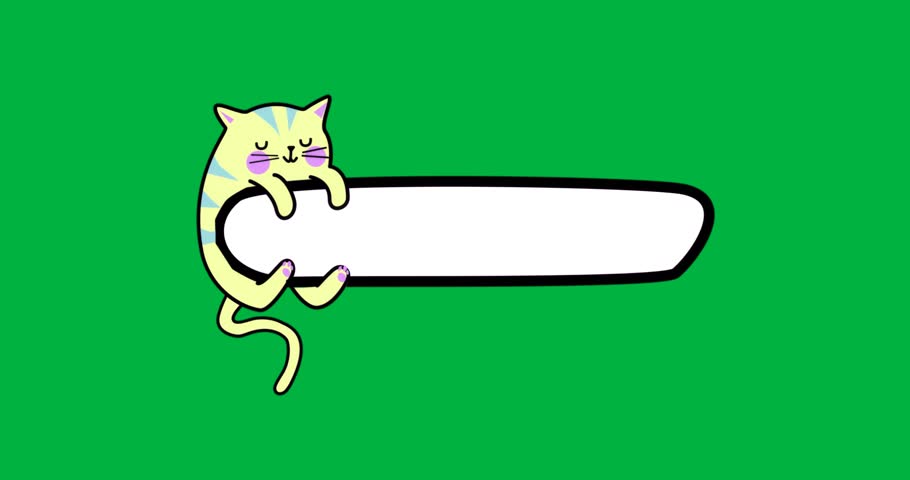 Cartoon cat clinging to blank sign, boosting marketing with pastel stripes on transparent backdrop. Playful, whimsical, minimalist, branding, advertising, vector, mascot