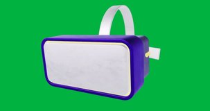 VR headset spinning against transparent backdrop, showing purple visor white strap yellow knob. Futuristic, immersive, technology, electronics, gadget, user interface, innovation - Powered by Shutterstock - Get 15% off with code: PIKWIZARD15