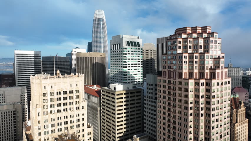 Financial District Skyline Of San Francisco In California, United States of America. - aerial shot
