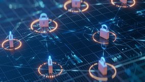 Digital security network with glowing padlocks, lines, data grid. Represents cybersecurity, blockchain, data protection, privacy, internet safety. Modern abstract background for technology, finance. - Powered by Shutterstock - Get 15% off with code: PIKWIZARD15
