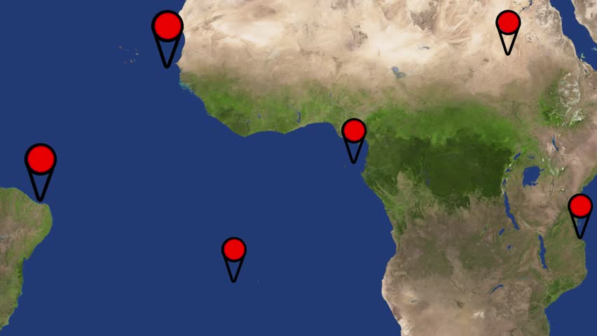 Ghana and its neighborhood. Distant oblique perspective - no outline. Satellite imagery
