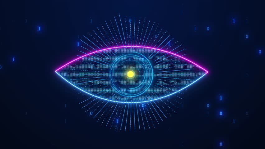 Digital Eye With Binary Data Flow Ai Vision, Machine Learning, And Global Tech Security Concept, Ai Vision Neon Digital Eye With Binary Code Representing Artificial Intelligence, Data, And Cybersecuri - Powered by Shutterstock - Get 15% off with code: PIKWIZARD15