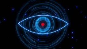 Ai Surveillance Eye Futuristic Digital Vision With Data Rings And Network Particles On Black Background, Glowing Digital Eye With Ai Vision And Data Scan. Futuristic Technology Background For - Powered by Shutterstock - Get 15% off with code: PIKWIZARD15
