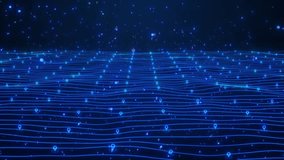 Global Digital Network Abstract Blue Wavy Grid With Glowing Location Pins, Data Flow Connectivity. Futuristic Technology Background For Gps, Mapping Big Data Visualization.global Digital Network Abs - Powered by Shutterstock - Get 15% off with code: PIKWIZARD15