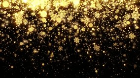 Looping animated Christmas background of golden light particles and snowflakes falling on black backdrop - Powered by Shutterstock - Get 15% off with code: PIKWIZARD15